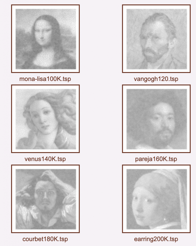 画像公式ページ:http://www.math.uwaterloo.ca/tsp/data/art/index.html