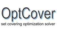 集合被覆最適化ソルバーOptCoverは，大規模な集合被覆問題を高速に解くためのソルバーです．